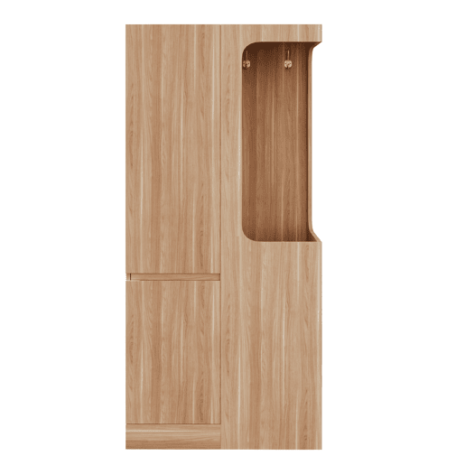 Armário 70x40x170 cm - 1 porta com gavetas e espaço aberto para roupa - Madeira Natural