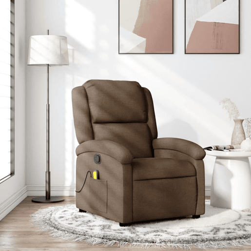 Poltrona de massagens reclinável - Poltrona relax tecido castanho