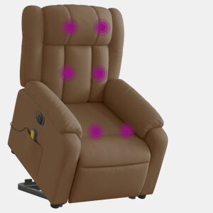 Poltrona elétrica elevatória massagens - Poltrona relax tecido castanho