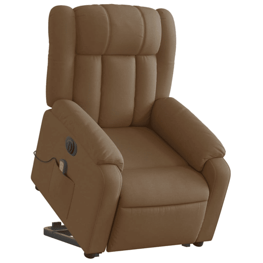 Poltrona elétrica elevatória massagens - Poltrona relax tecido castanho Poltrona elétrica elevatória massagens - Poltrona relax tecido castanho