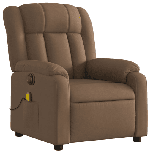 Poltrona elétrica elevatória massagens - Poltrona relax tecido castanho Poltrona elétrica elevatória massagens - Poltrona relax tecido castanho
