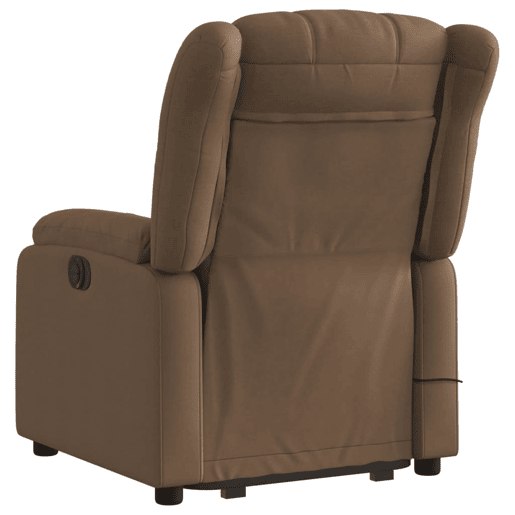 Poltrona elétrica elevatória massagens - Poltrona relax tecido castanho Poltrona elétrica elevatória massagens - Poltrona relax tecido castanho