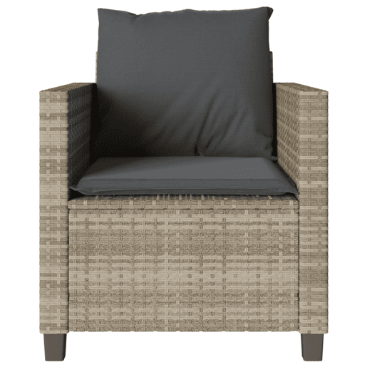 3 pcs conjunto bistrô - cadeiras de jardim - Cadeiras de exterior com almofadões vime PE cinzento claro