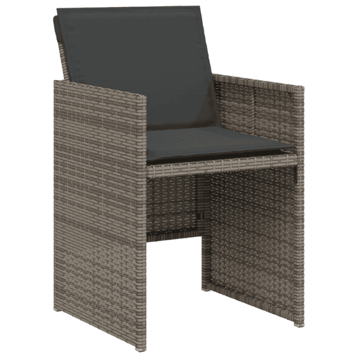 3 pcs conjunto bistrô - cadeiras de jardim - Cadeiras de exterior com almofadões vime PE cinza