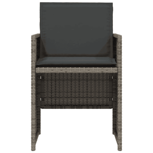 3 pcs conjunto bistrô - cadeiras de jardim - Cadeiras de exterior com almofadões vime PE cinza