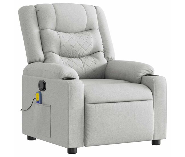 Sillón de masaje reclinable - sillón relax de tela gris nube