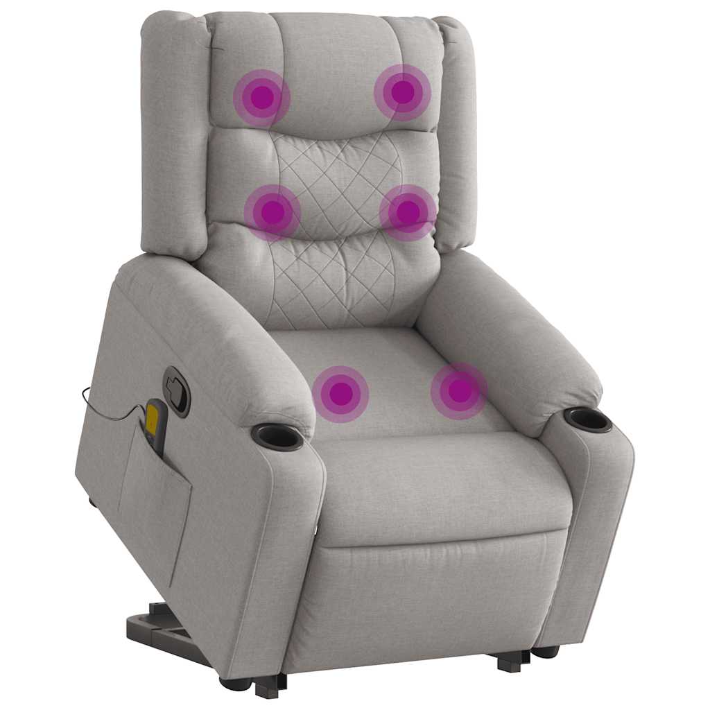 Sillón de masaje reclinable - sillón relax de pie de tela gris nube
