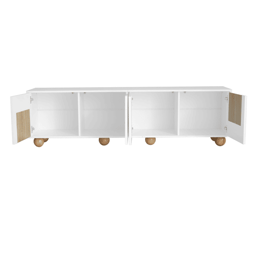 Móvel de TV 175x38x50 cm - 4 portas, design vintage - NaturalBranco