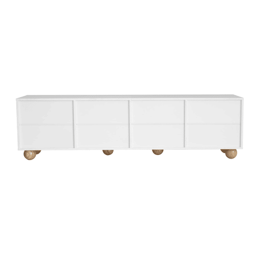 Móvel de TV 175x38x50 cm - 4 portas, design vintage - NaturalBranco