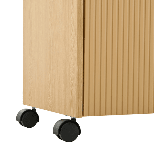 Sapateiro móvel 110x35x86 cm - Com rodas universais com travão, prateleiras ajustáveis, dobradiça amortecida - Natural