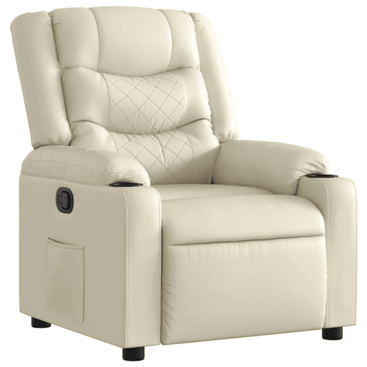 Poltrona reclinável - Poltrona relax couro artificial cor creme Poltrona reclinável - Poltrona relax couro artificial cor creme