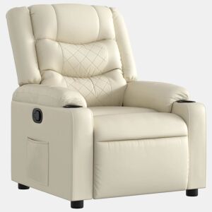 Poltrona reclinável - Poltrona relax couro artificial cor creme
