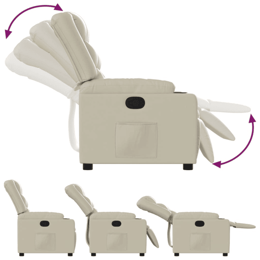 Poltrona reclinável - Poltrona relax couro artificial cor creme Poltrona reclinável - Poltrona relax couro artificial cor creme