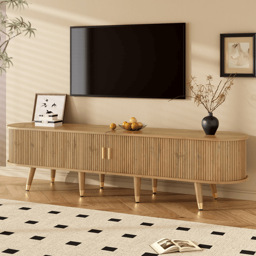 Móvel de TV 160x40 cm - com portas de correr, suporte para TV, design exclusivo - Natural