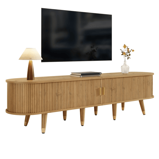 Móvel de TV 160x40 cm - com portas de correr, suporte para TV, design exclusivo - Natural