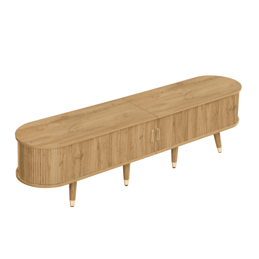 Móvel de TV 160x40 cm - com portas de correr, suporte para TV, design exclusivo - Natural