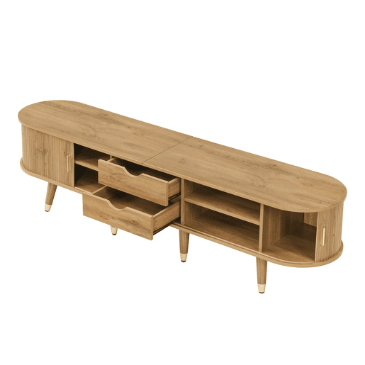 Móvel de TV 160x40 cm - com portas de correr, suporte para TV, design exclusivo - Natural