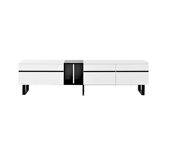 Mueble tv 180 cm - minimalista con puertas y estantes abiertos, gran almacenamiento - blanco