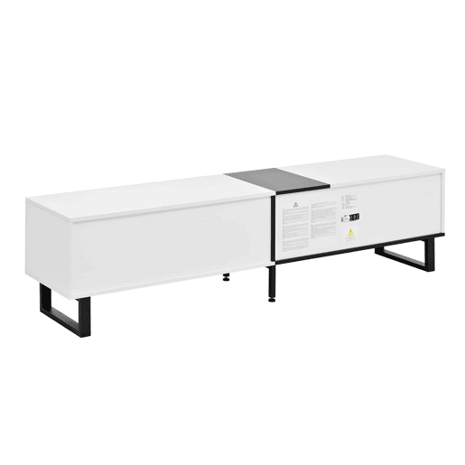 Móvel de TV 180 cm - Minimalista com portas e prateleiras abertas, grande capacidade de armazenamento - Branco