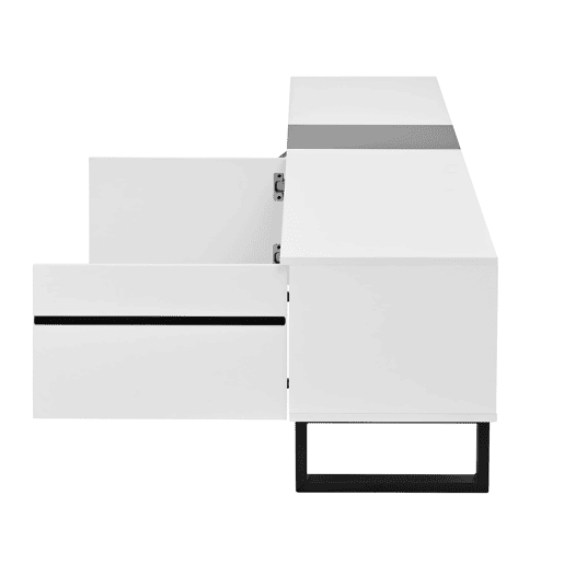 Móvel de TV 180 cm - Minimalista com portas e prateleiras abertas, grande capacidade de armazenamento - Branco