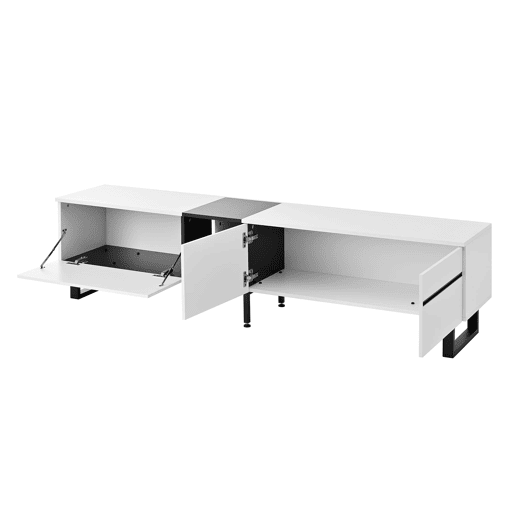 Móvel de TV 180 cm - Minimalista com portas e prateleiras abertas, grande capacidade de armazenamento - Branco