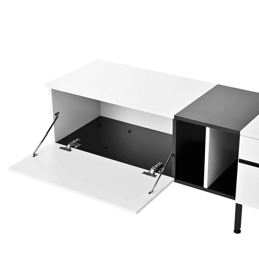 Móvel de TV 180 cm - Minimalista com portas e prateleiras abertas, grande capacidade de armazenamento - Branco