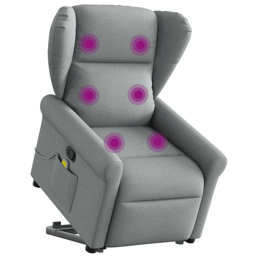 Poltrona reclinável massagens - Poltrona relax tecido cinzento-claro