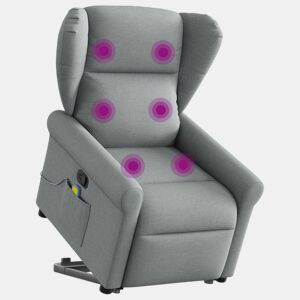 Poltrona reclinável massagens - Poltrona relax tecido cinzento-claro