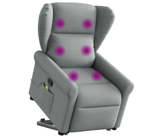 Sillón de masaje reclinable - sillón relax de pie de tela gris claro