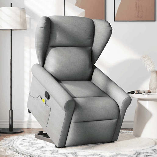Poltrona reclinável massagens - Poltrona relax tecido cinzento-claro