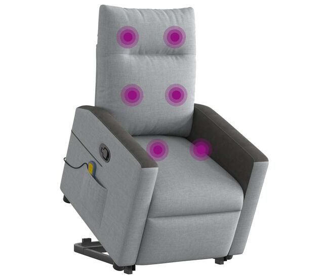 Sillón de masaje reclinable - sillón relax de pie de tela gris claro
