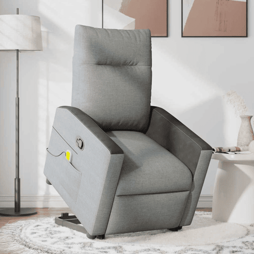 Poltrona reclinável massagens - Poltrona relax tecido cinzento-claro