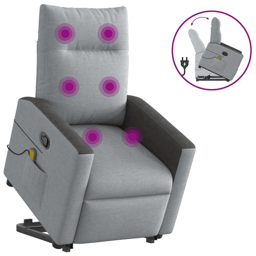Poltrona reclinável massagens - Poltrona relax tecido cinzento-claro
