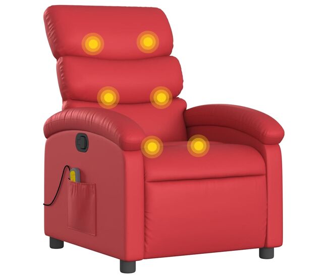 Sillón de masaje reclinable - sillón relax cuero sintético rojo