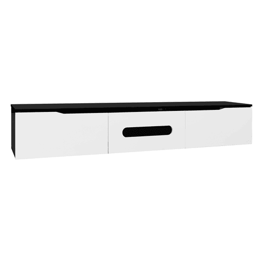 Móvel de TV 180 cm - Superfície brilhante, com iluminação LED de 16 cores, montável na parede - Preto, Branco