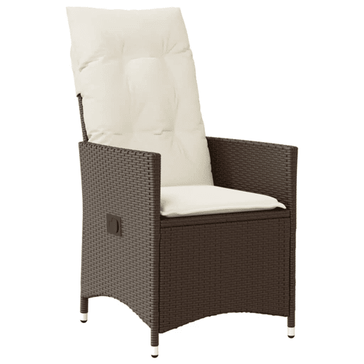 3 pcs conjunto bistrô - cadeiras de jardim - Cadeiras de exterior com almofadões vime PE castanho