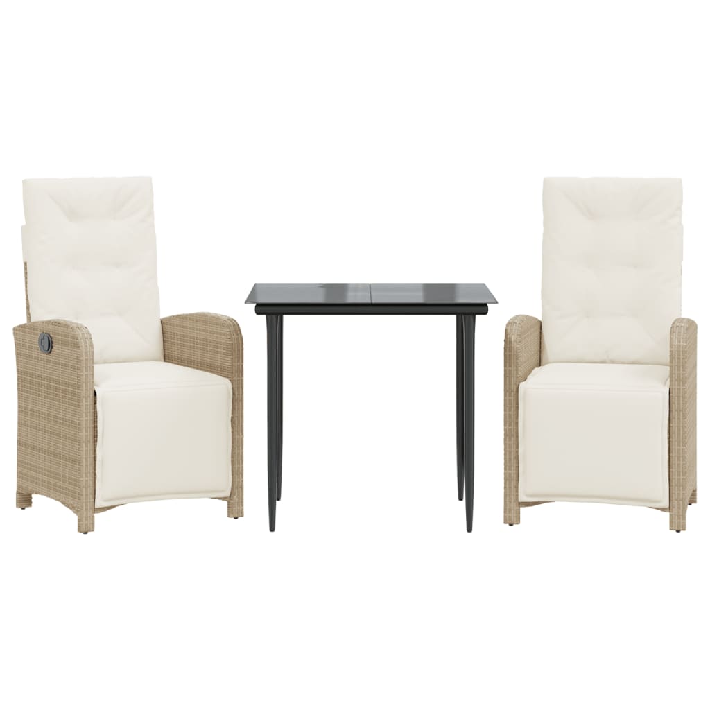 3 uds Sillas de jardín reclinables - Sillas de exterior Beige
