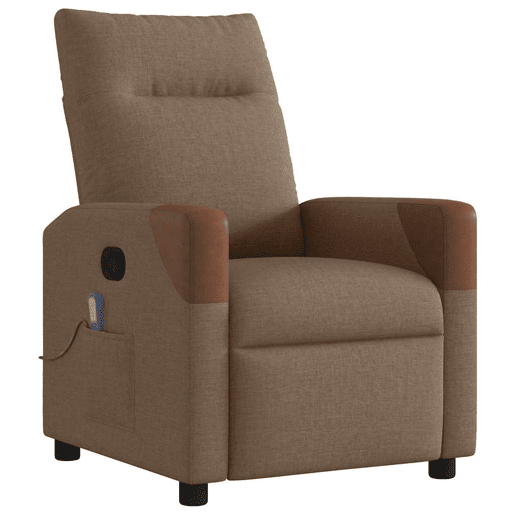 Poltrona de massagens reclinável - Poltrona relax tecido castanho