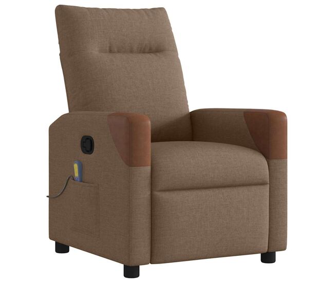 Sillón reclinable - sillón relax con masaje de tela marrón