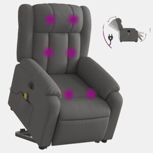 Poltrona elétrica elevatória massagens - Poltrona relax tecido cinzento-escuro