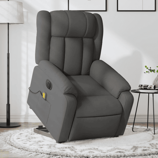 Poltrona elétrica elevatória massagens - Poltrona relax tecido cinzento-escuro