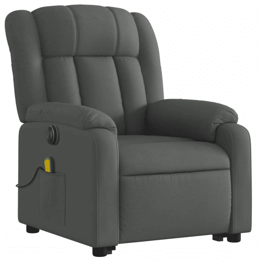 Poltrona elétrica elevatória massagens - Poltrona relax tecido cinzento-escuro