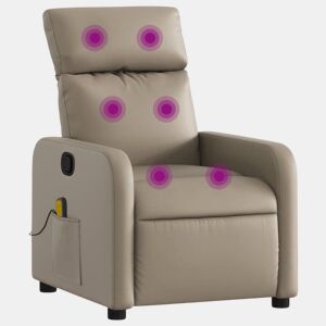 Poltrona de massagens reclinável - Poltrona relax couro artificial cappuccino