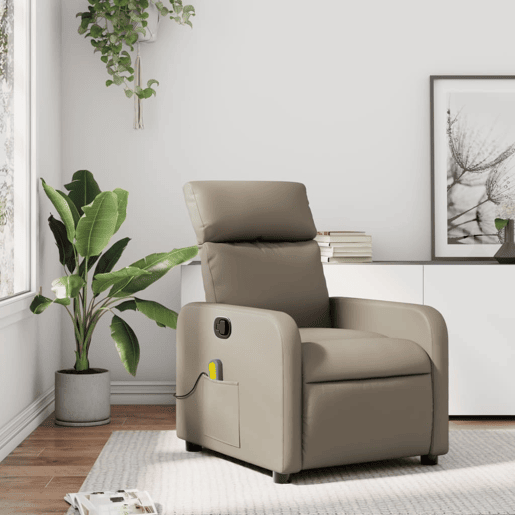 Poltrona de massagens reclinável - Poltrona relax couro artificial cappuccino