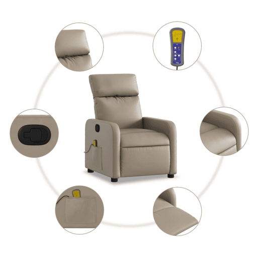 Poltrona de massagens reclinável - Poltrona relax couro artificial cappuccino