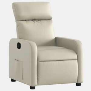 Poltrona reclinável - Poltrona relax couro artificial cor creme
