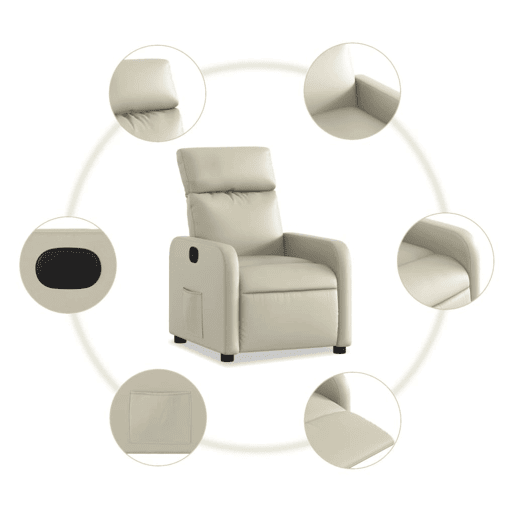 Poltrona reclinável - Poltrona relax couro artificial cor creme