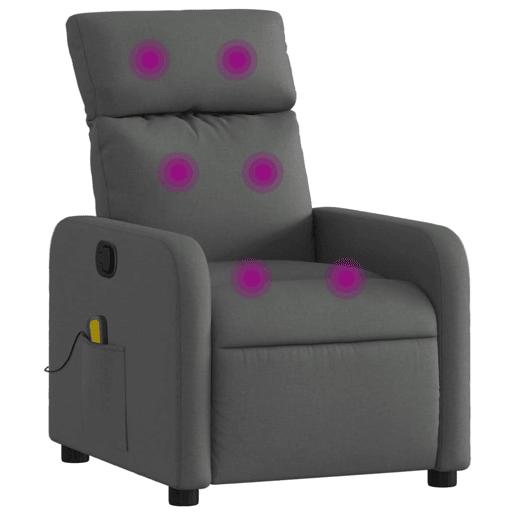 Poltrona de massagens reclinável - Poltrona relax tecido cinzento-escuro