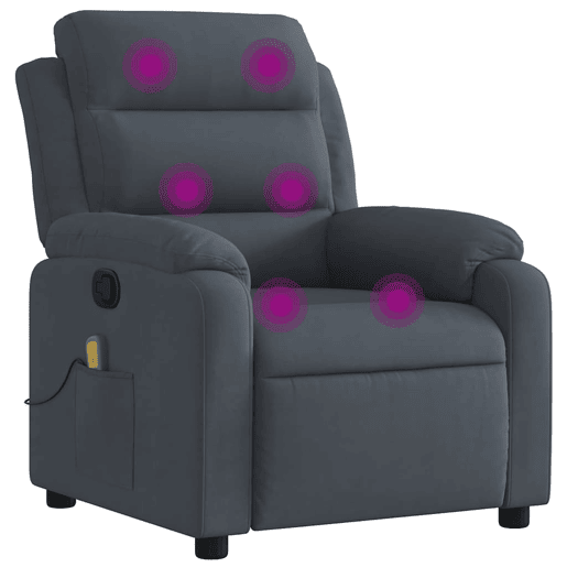 Poltrona de massagens reclinável - Poltrona relax veludo cinzento-escuro