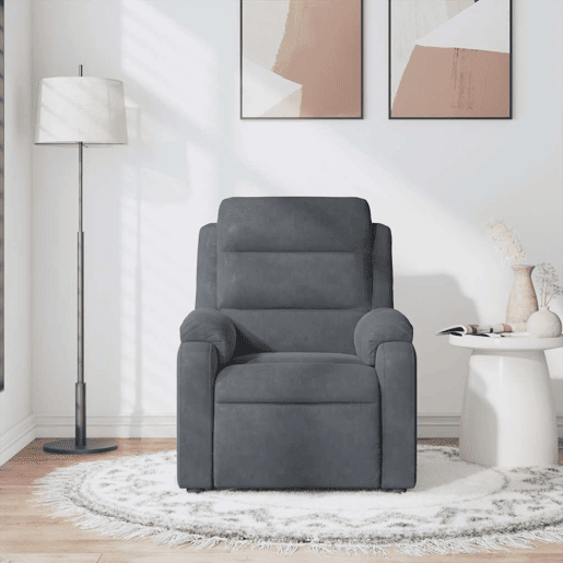 Poltrona de massagens reclinável - Poltrona relax veludo cinzento-escuro